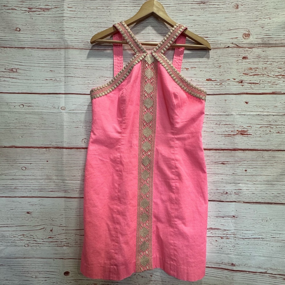 Lilly Pulitzer Ena Stretch Shift Dress in Capri Coral Sz 10 - Picture 4 of 14